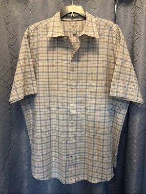 St. John's Bay Short-Sleeve Plaid Button-Down Shirt - Blue/White